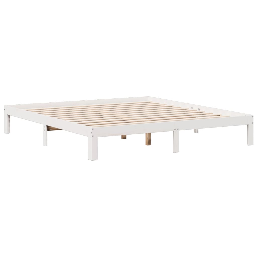 Krevet s regalom z knjige bez madraca bijeli 180x200cm borovina