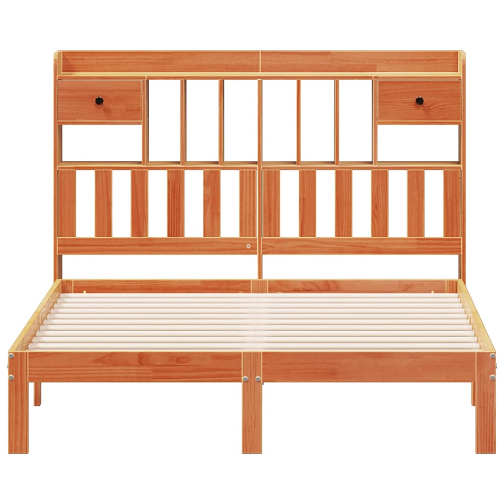 Krevet s regalom za knjige bez madraca 135 x 190 cm od borovine