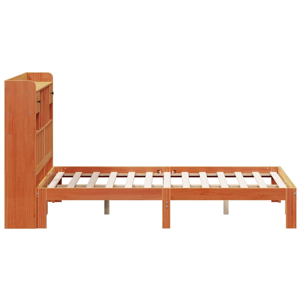 Krevet s regalom za knjige bez madraca 135 x 190 cm od borovine