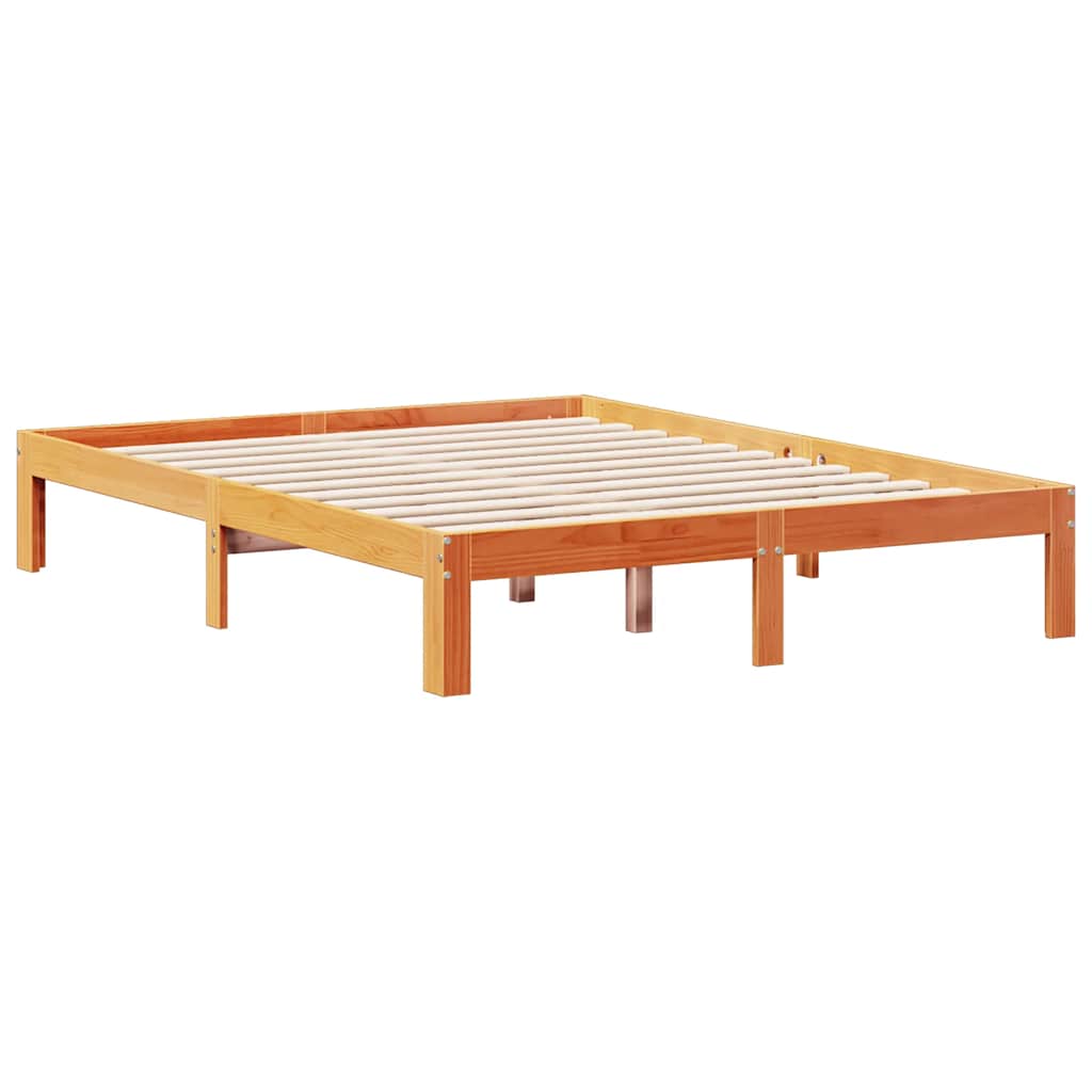 Krevet s regalom za knjige bez madraca 135 x 190 cm od borovine