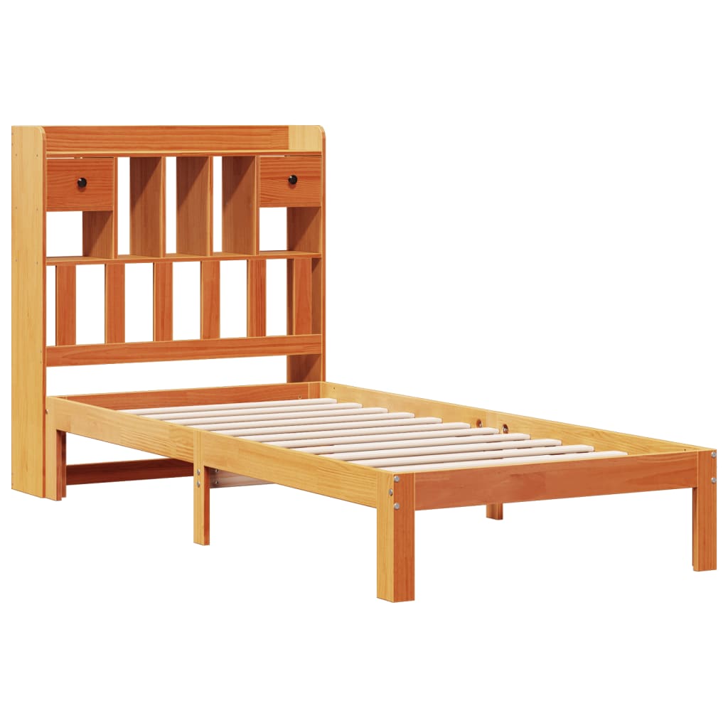Krevet s regalom za knjige bez madraca 100 x 200 cm od borovine