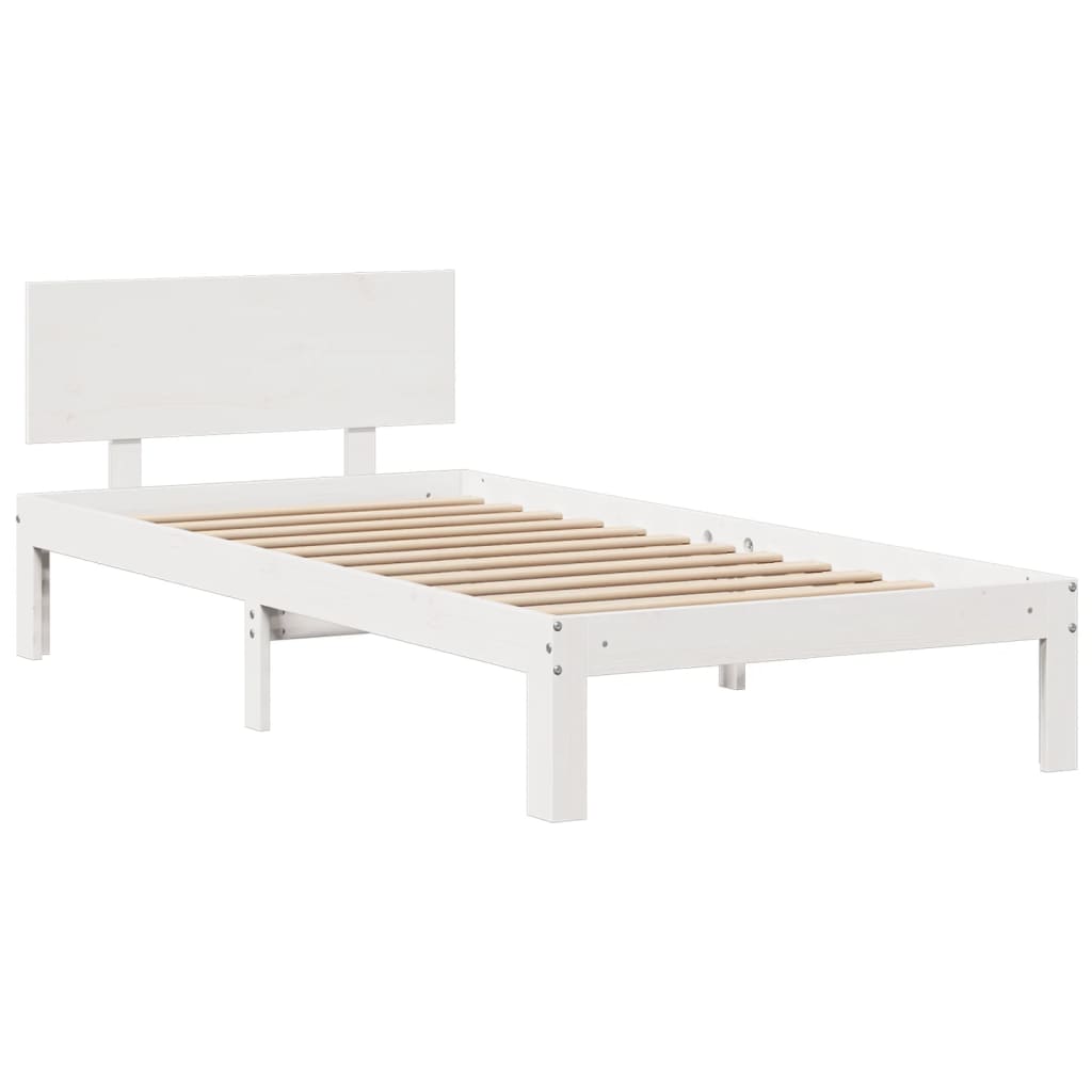 Krevet s regalom z knjige bez madraca bijeli 120x190cm borovina
