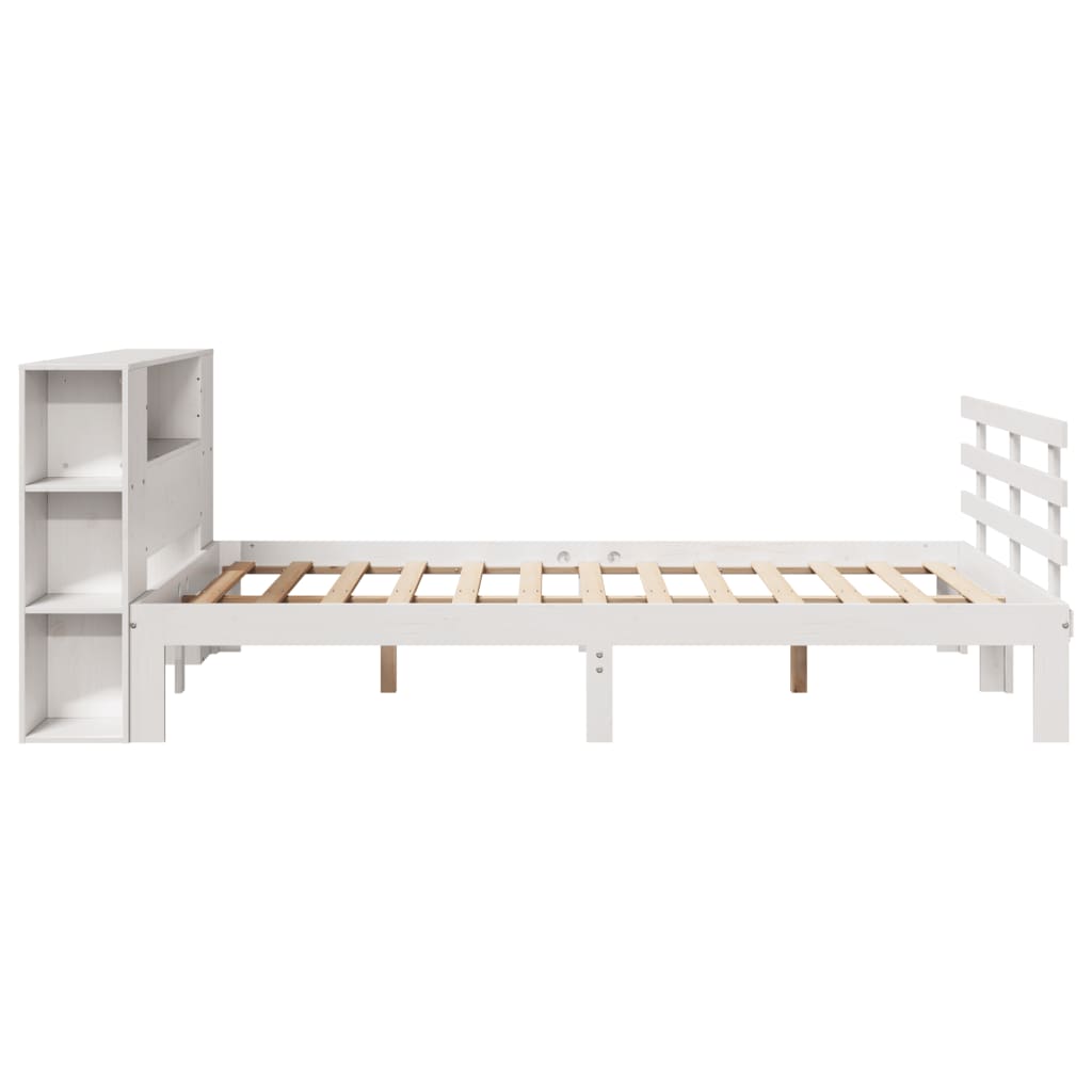 Krevet s regalom z knjige bez madraca bijeli 120x190cm borovina