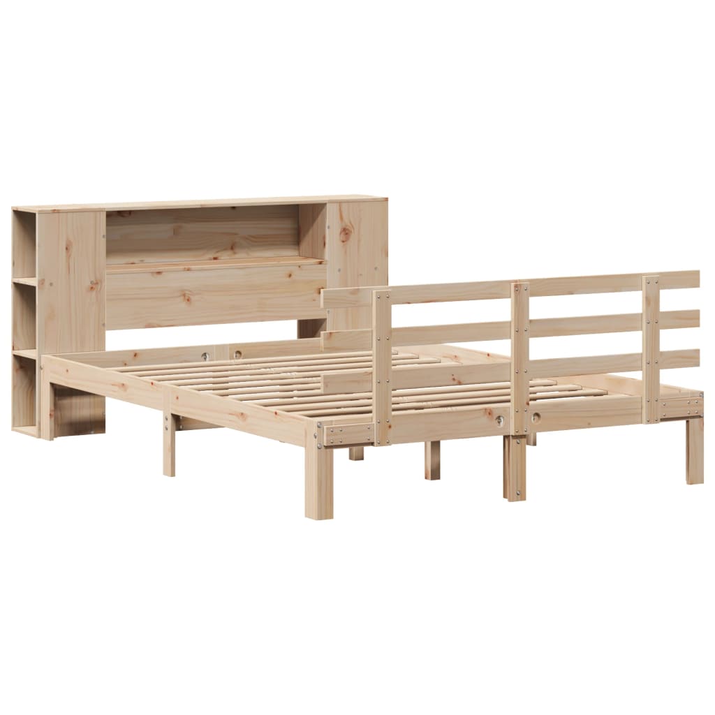 Krevet s regalom za knjige bez madraca 140x190 cm od borovine