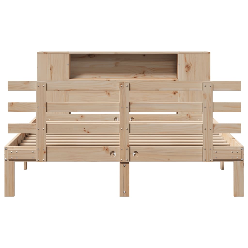 Krevet s regalom za knjige bez madraca 140x190 cm od borovine