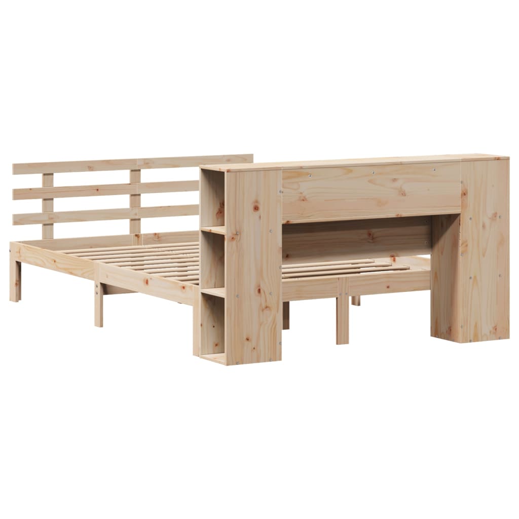 Krevet s regalom za knjige bez madraca 140x190 cm od borovine