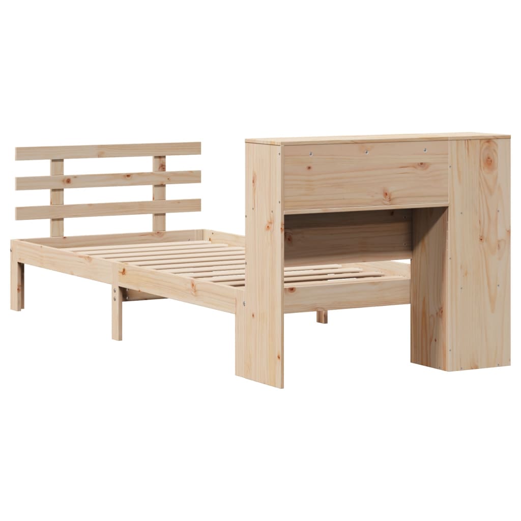 Krevet s regalom za knjige bez madraca 75x190 cm borovina
