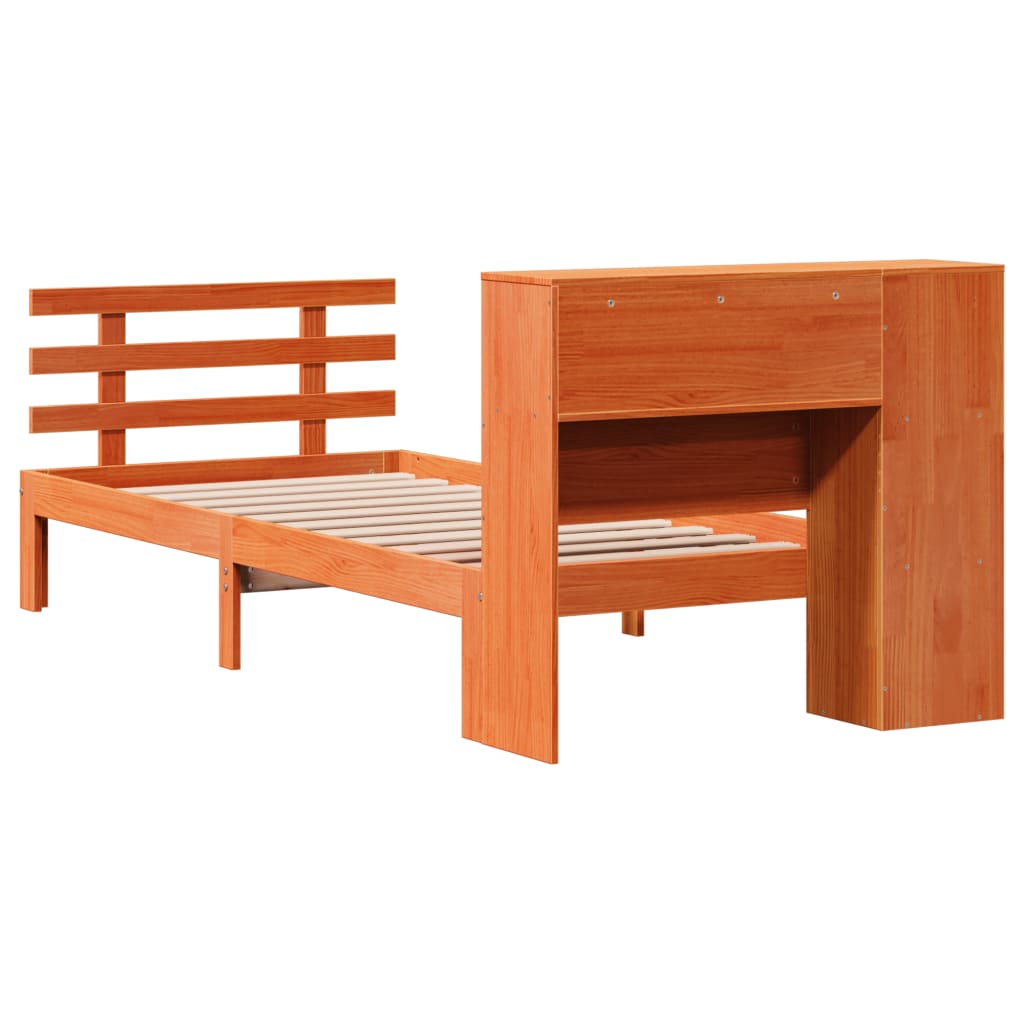 Krevet s regalom za knjige bez madraca 100 x 200 cm od borovine