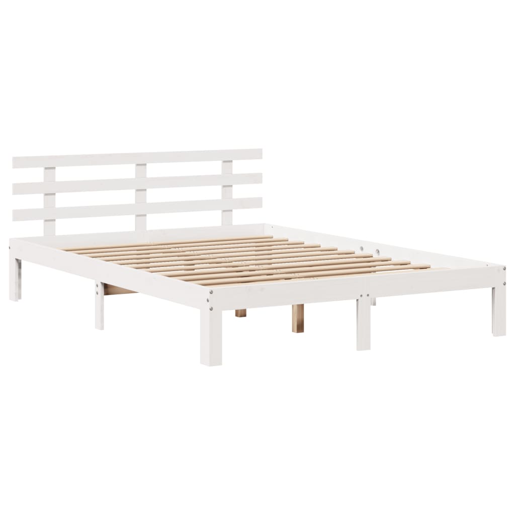 Krevet s regalom z knjige bez madraca bijeli 140x190cm borovina