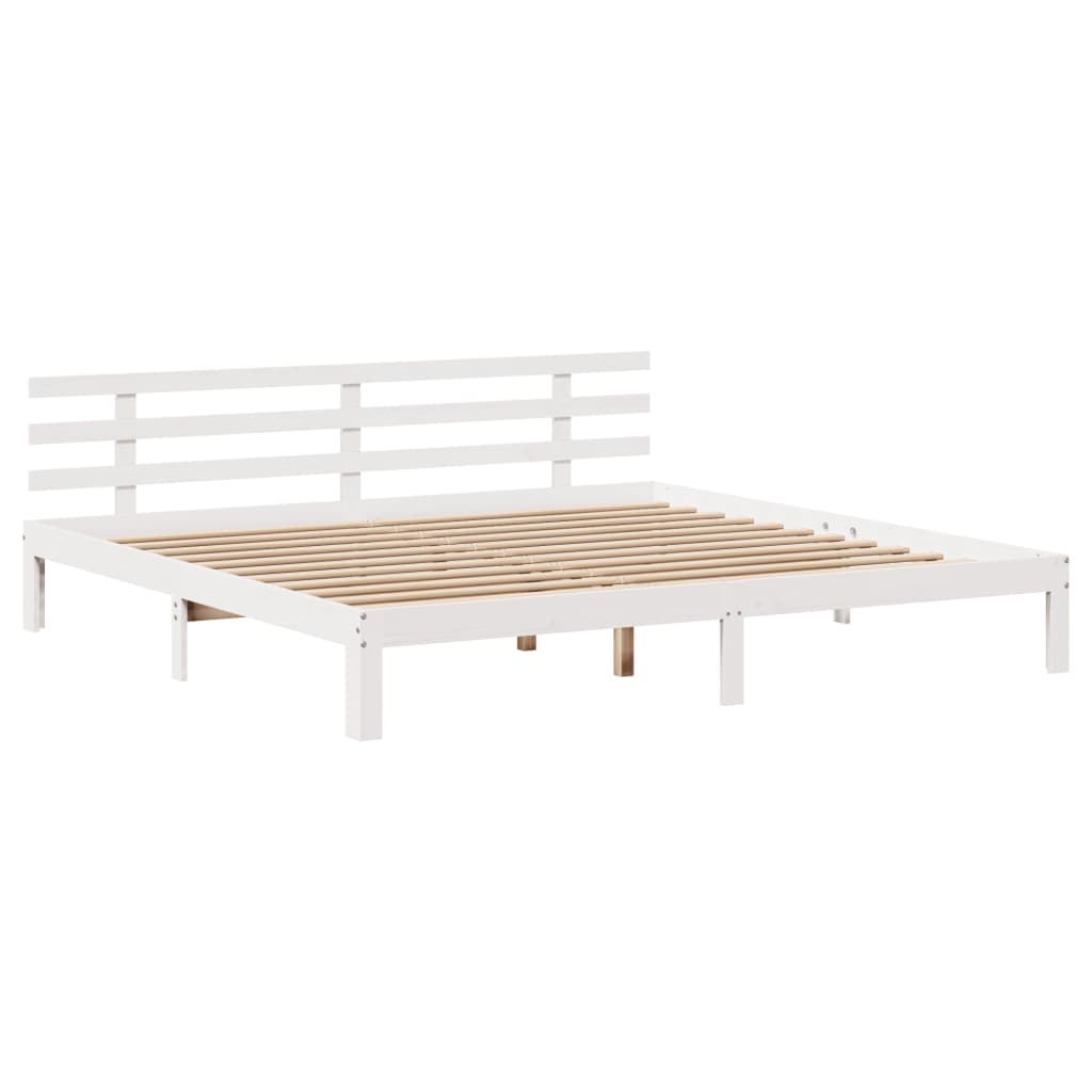 Krevet s regalom z knjige bez madraca bijeli 180x200cm borovina