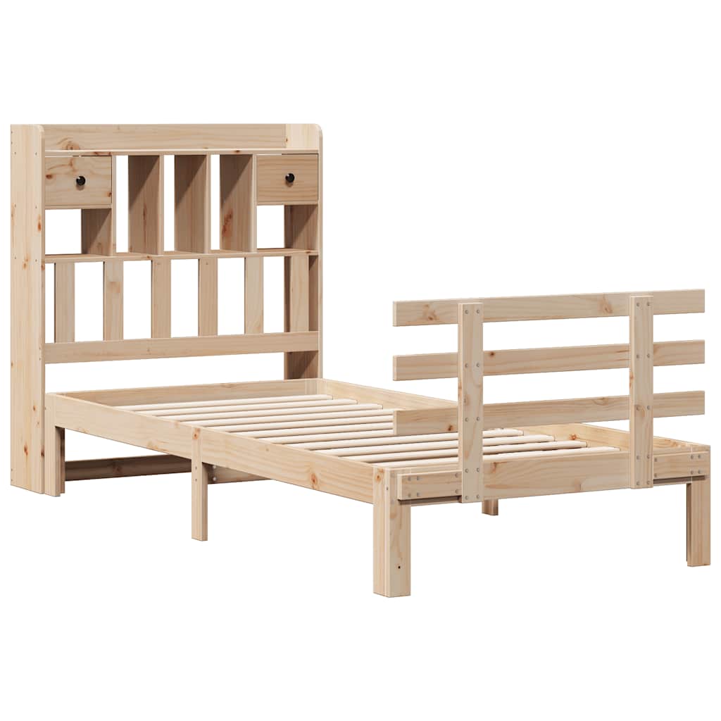 Krevet s regalom za knjige bez madraca 75x190 cm borovina
