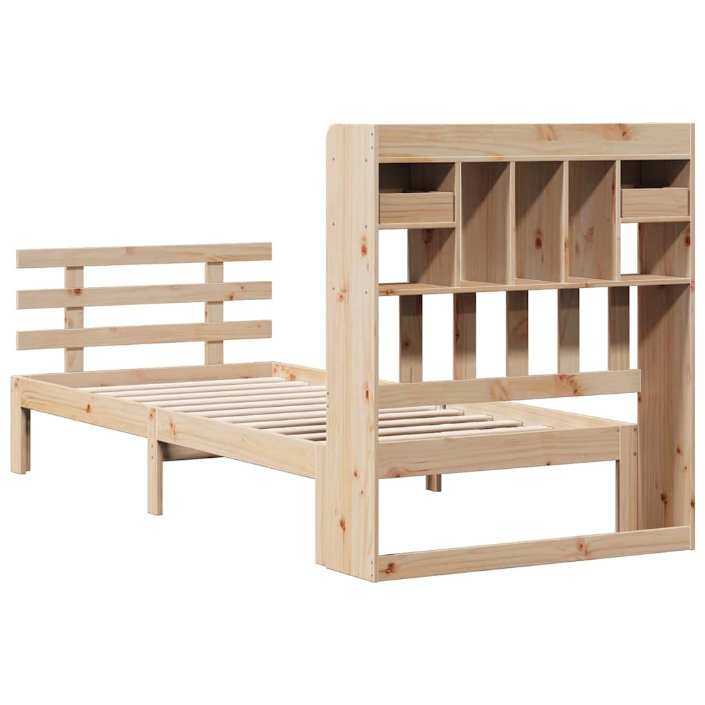 Krevet s regalom za knjige bez madraca 75x190 cm borovina