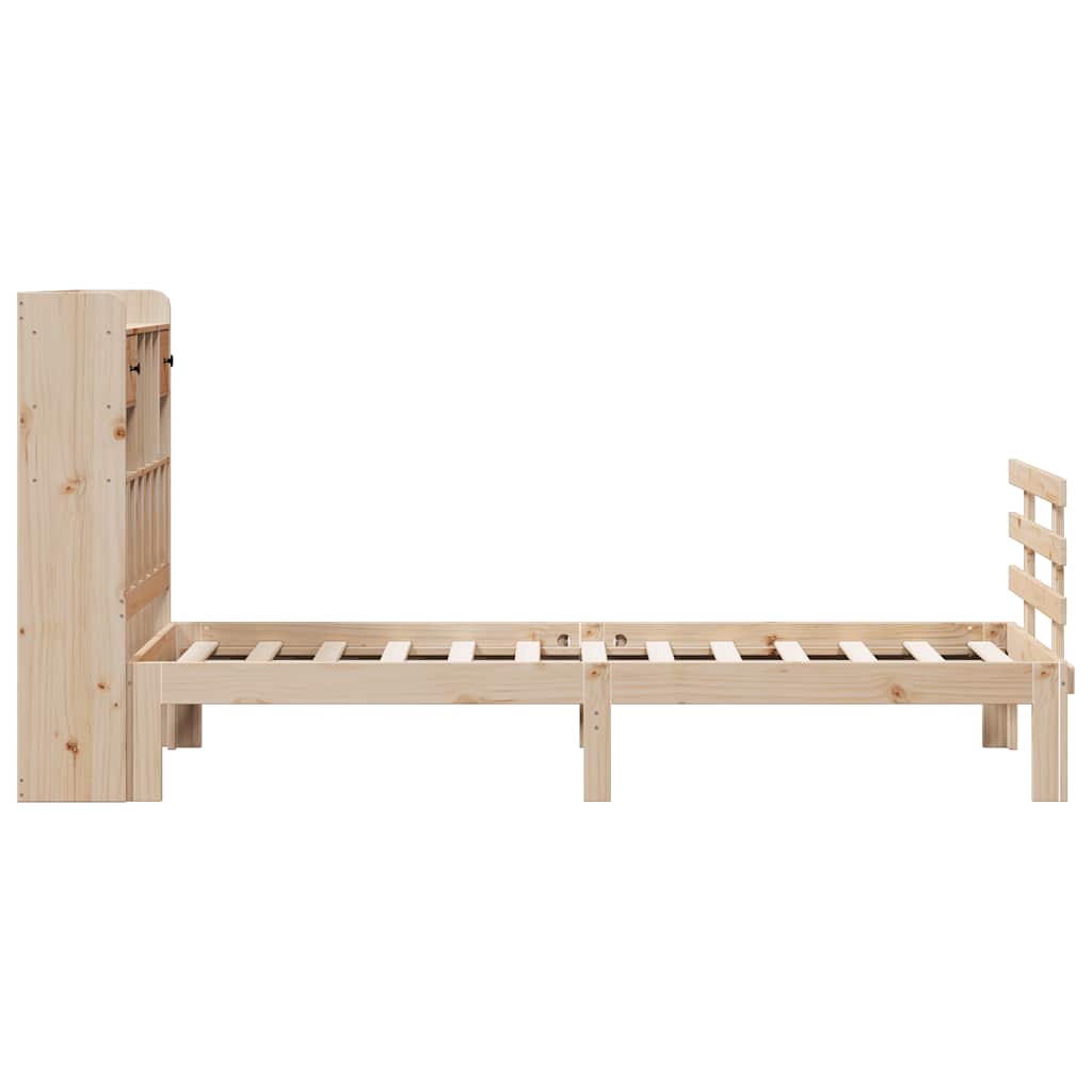 Krevet s regalom za knjige bez madraca 90x190 cm od borovine