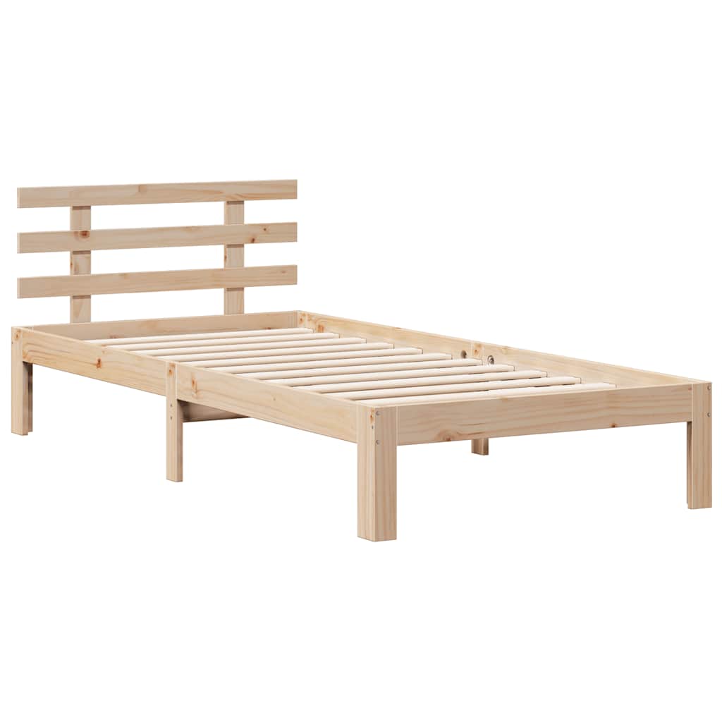 Krevet s regalom za knjige bez madraca 90x190 cm od borovine