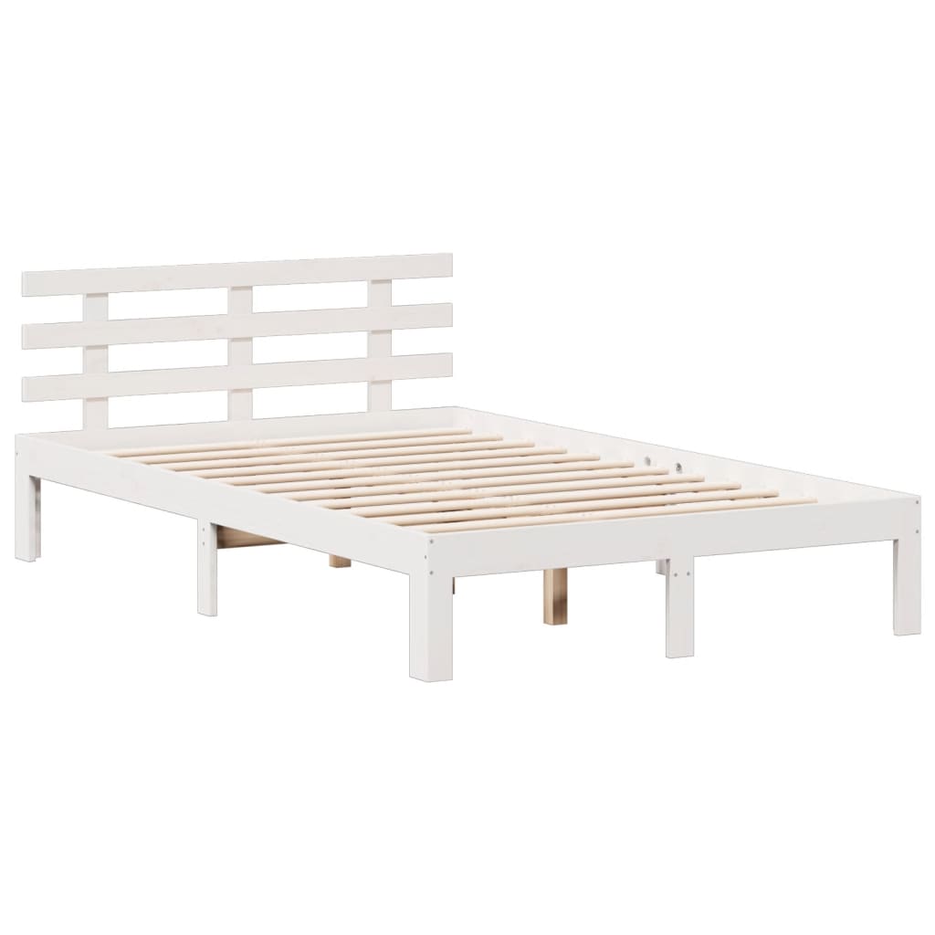 Krevet s regalom z knjige bez madraca bijeli 135x190cm borovina
