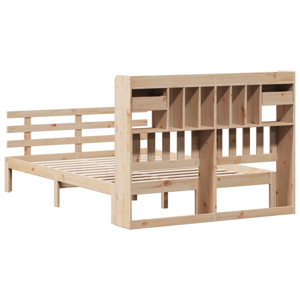 Krevet s regalom za knjige bez madraca 140x190 cm od borovine