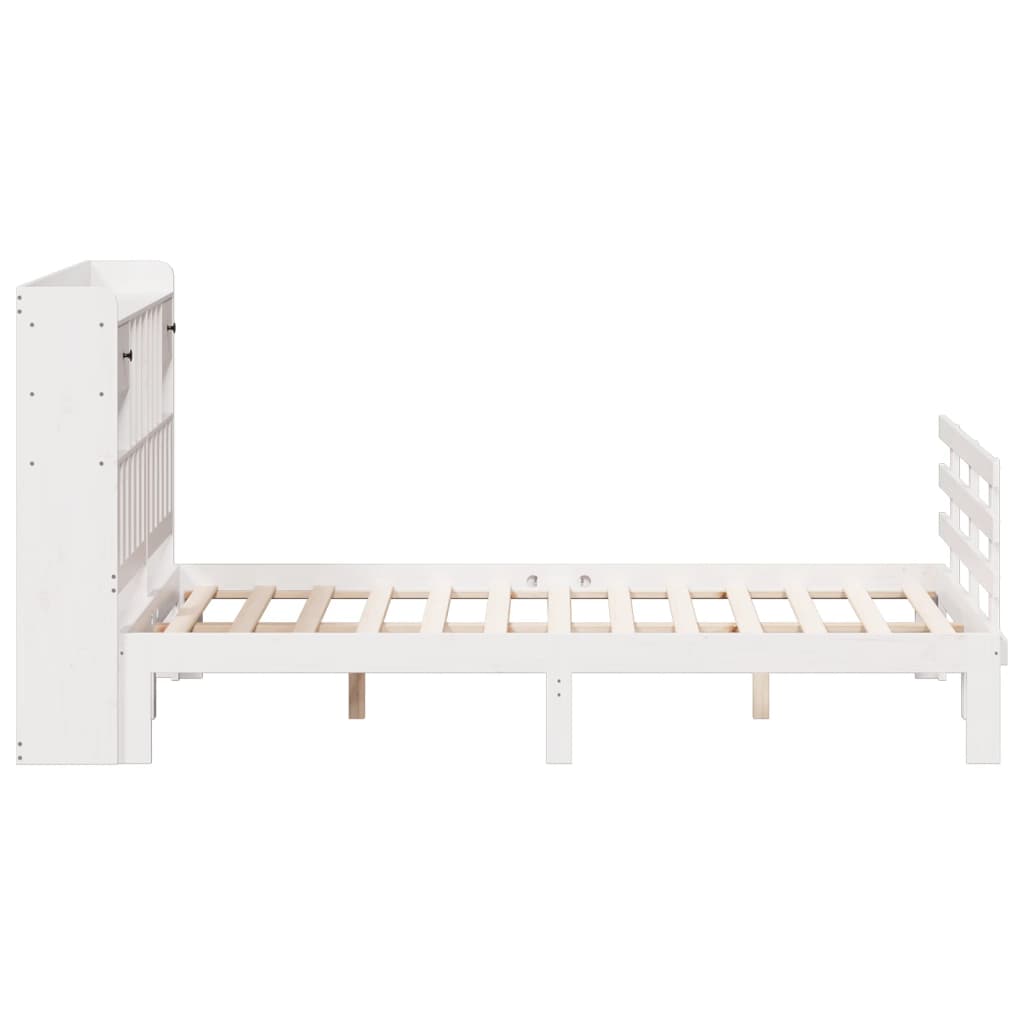 Krevet s regalom z knjige bez madraca bijeli 140x190cm borovina