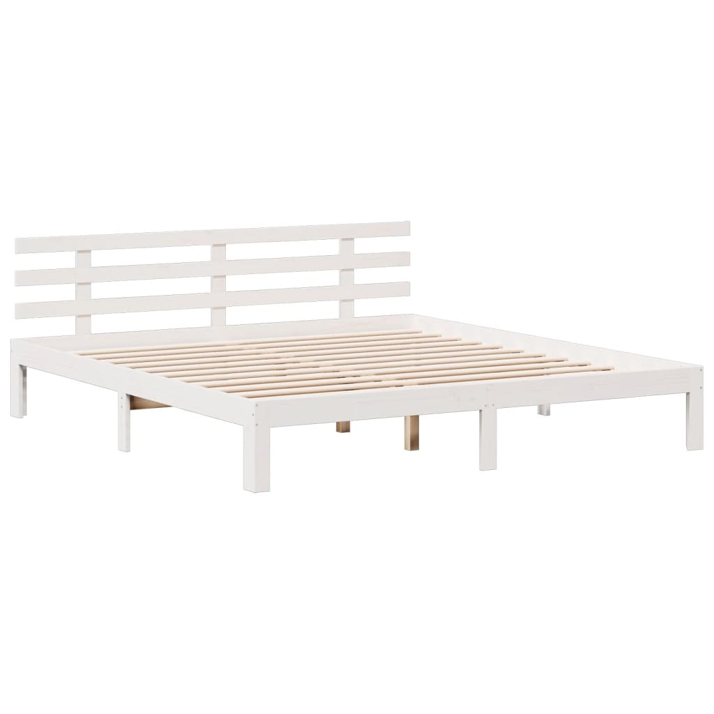 Krevet s regalom z knjige bez madraca bijeli 180x200cm borovina