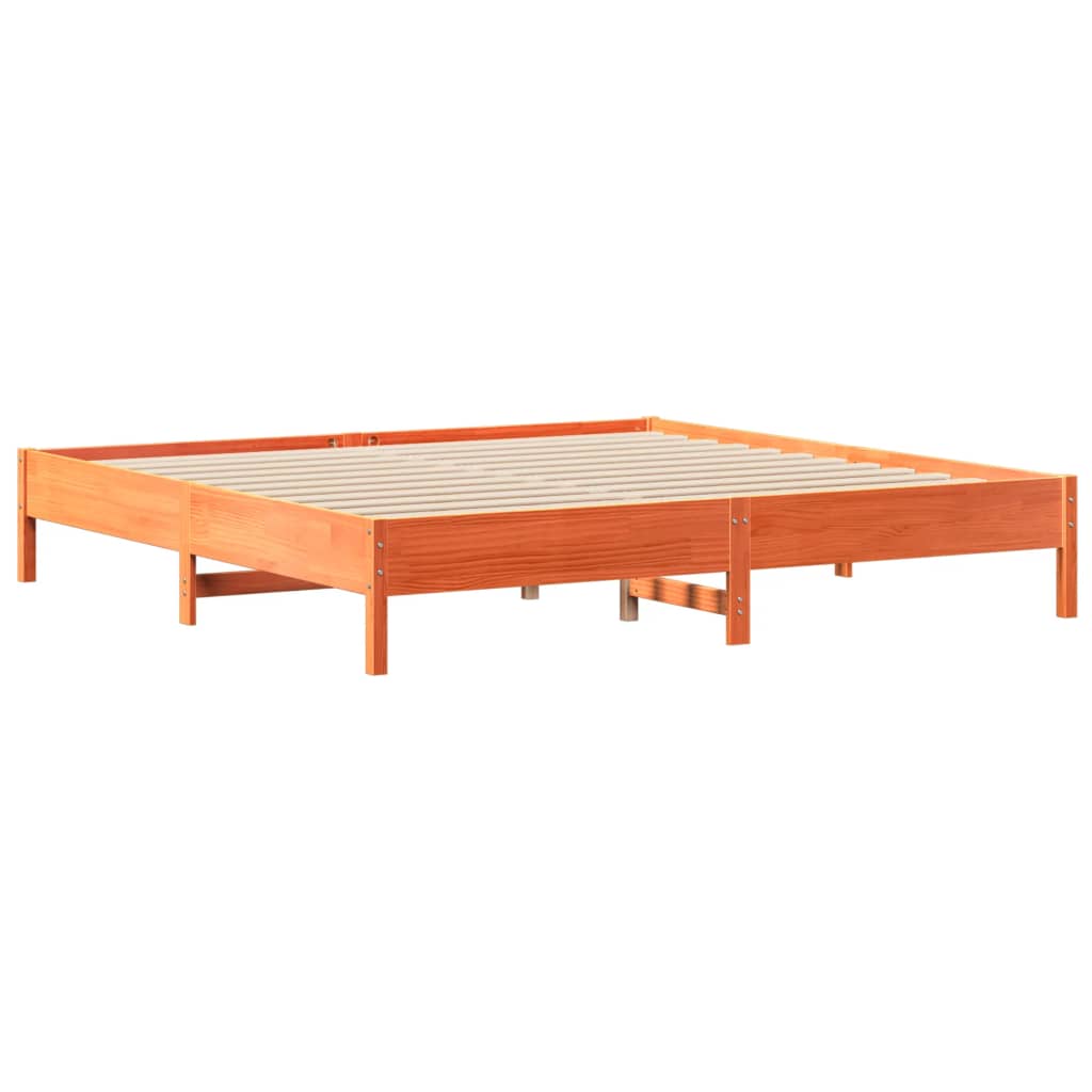 Krevet s regalom za knjige bez madraca 200x200 cm od borovine