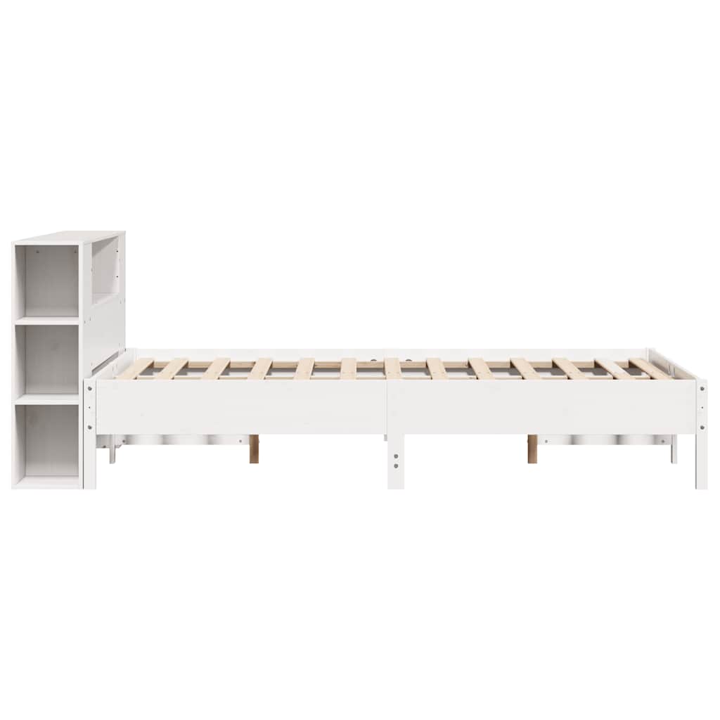 Krevet s regalom z knjige bez madraca bijeli 140x190cm borovina