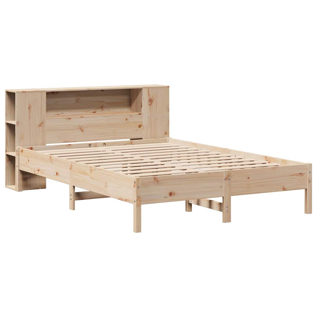 Krevet s regalom za knjige bez madraca 135x190 cm od borovine