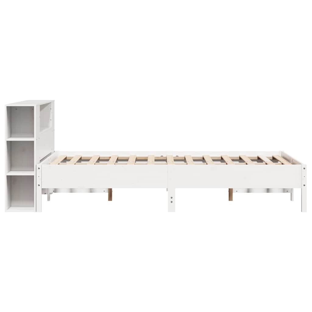 Krevet s regalom z knjige bez madraca bijeli 135x190cm borovina