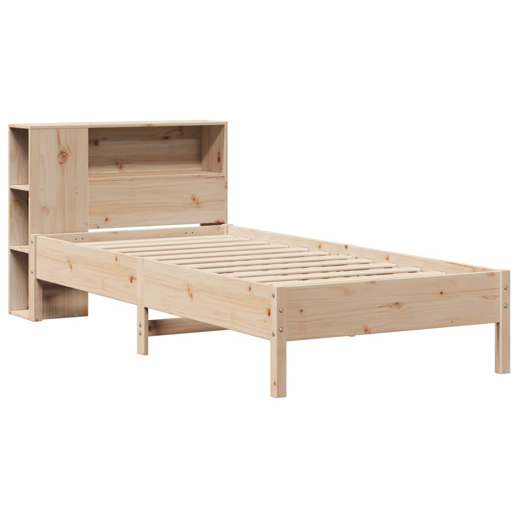 Krevet s regalom za knjige bez madraca 75x190 cm borovina