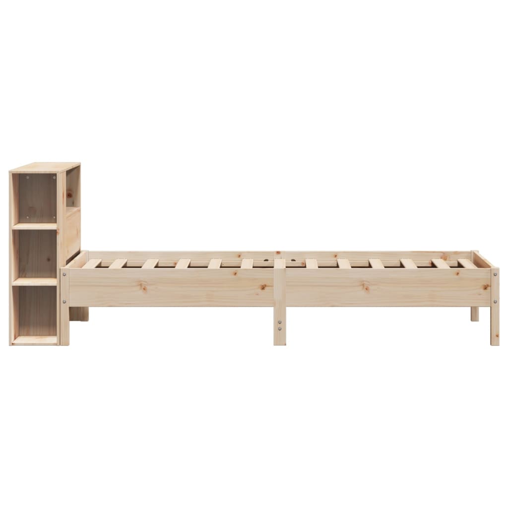 Krevet s regalom za knjige bez madraca 75x190 cm borovina