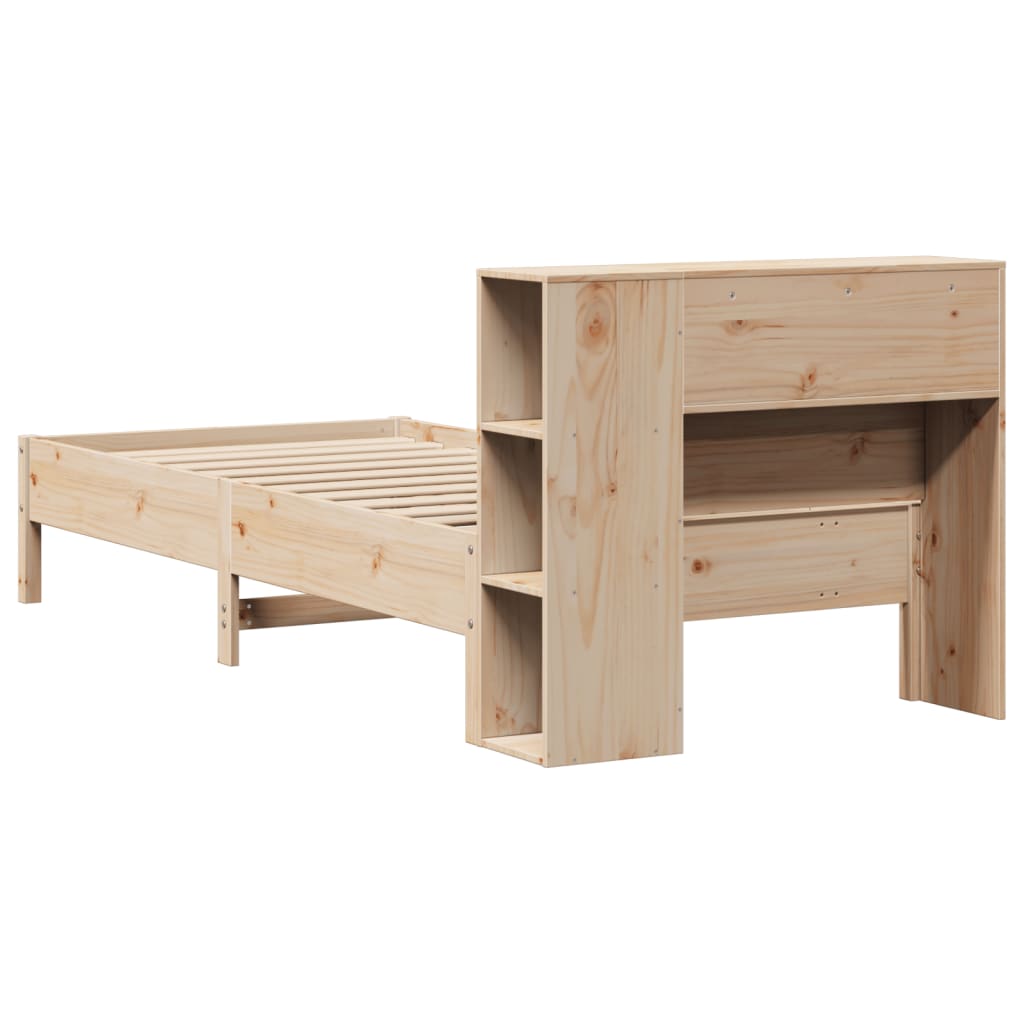 Krevet s regalom za knjige bez madraca 75x190 cm borovina