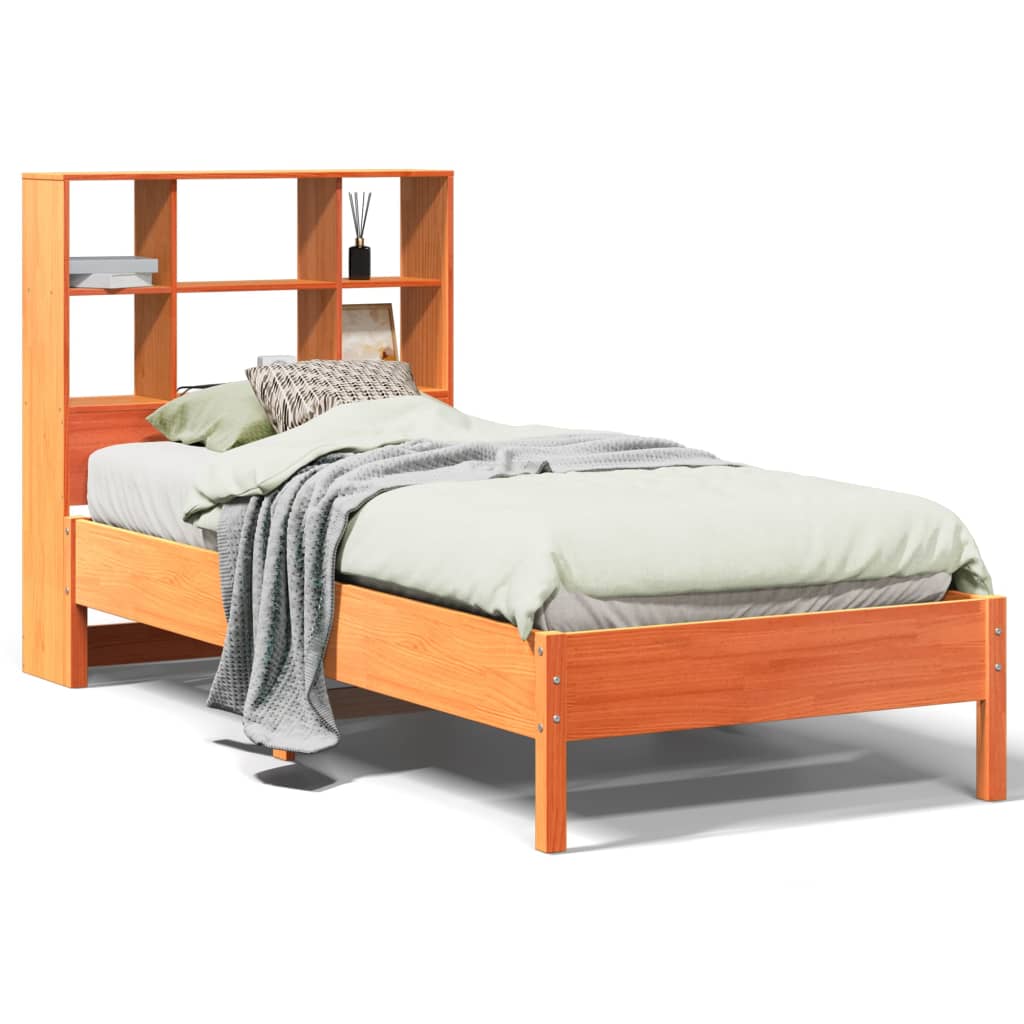 Krevet s regalom za knjige bez madraca 75 x 190 cm od borovine