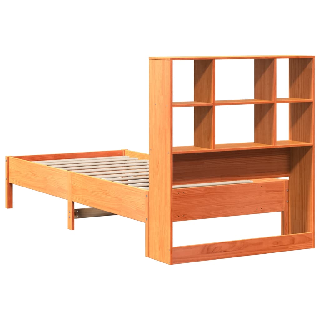 Krevet s regalom za knjige bez madraca 75 x 190 cm od borovine
