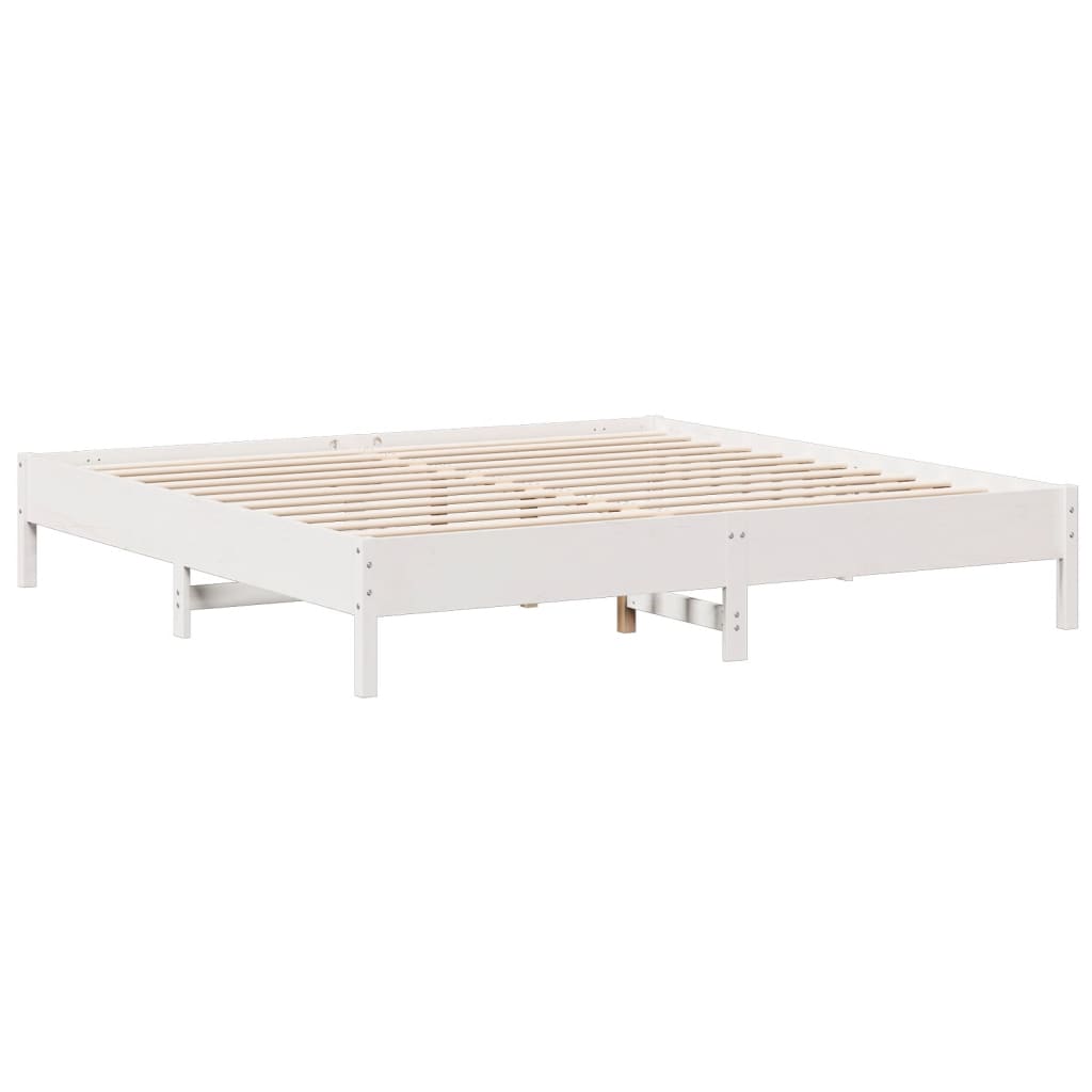 Krevet s regalom z knjige bez madraca bijeli 180x200cm borovina