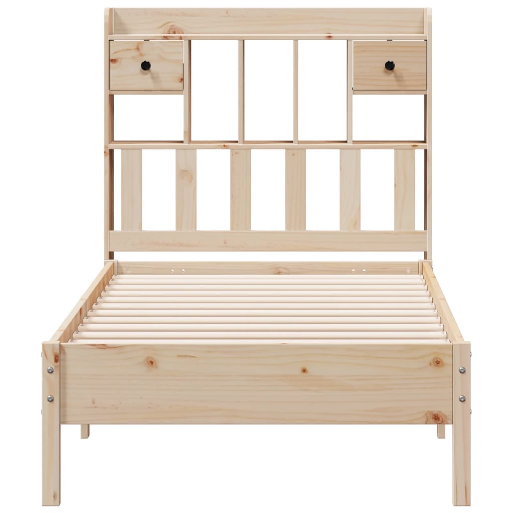 Krevet s regalom za knjige bez madraca 90x200 cm od borovine