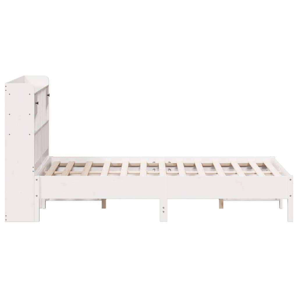 Krevet s regalom z knjige bez madraca bijeli 140x190cm borovina