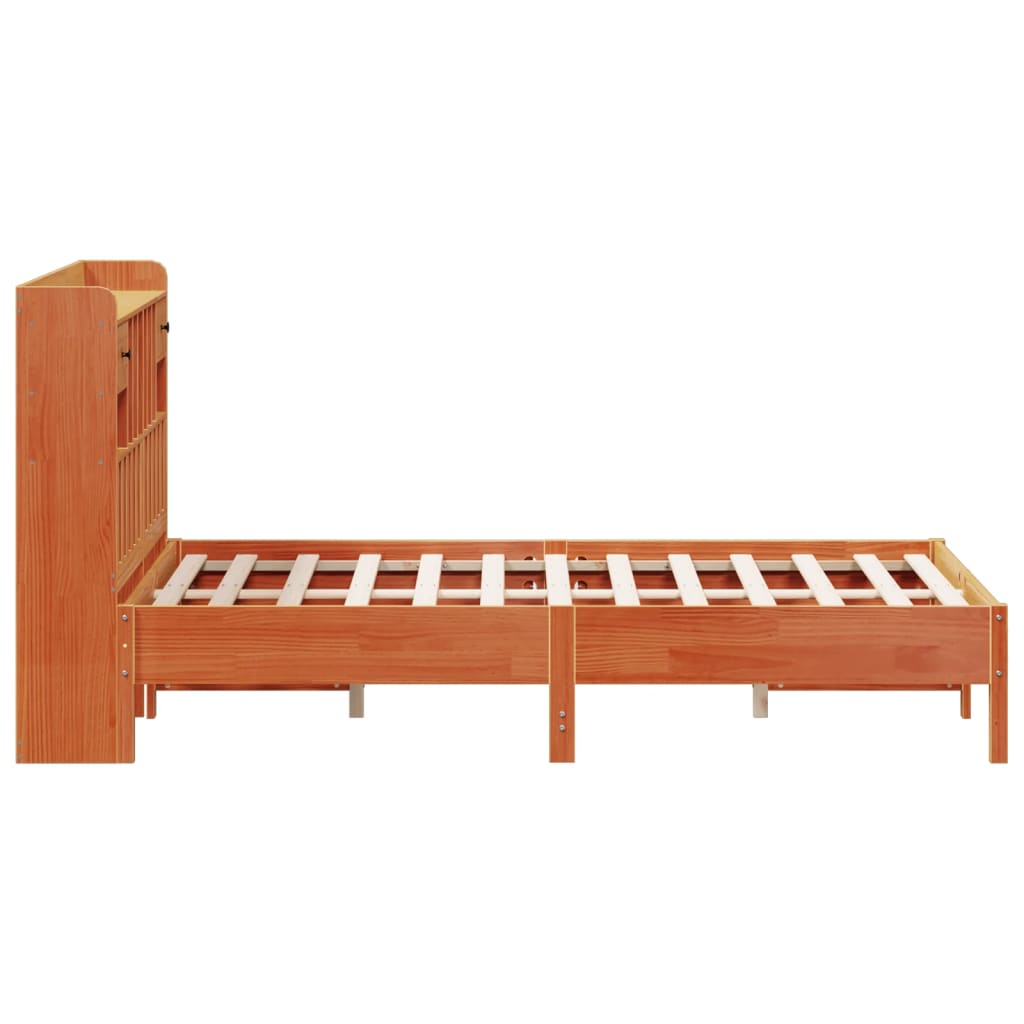 Krevet s regalom za knjige bez madraca 140 x 190 cm od borovine