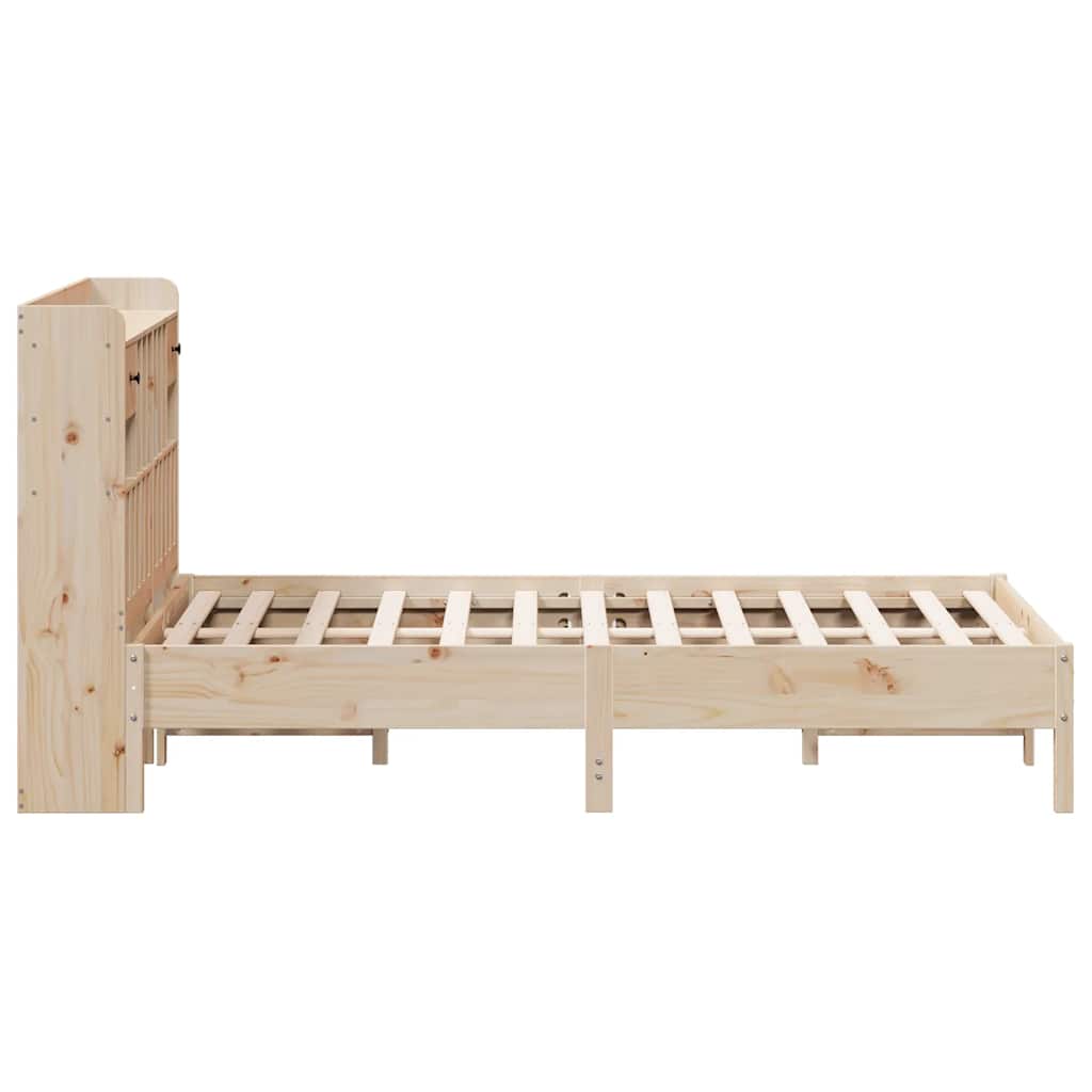 Krevet s regalom za knjige bez madraca 135x190 cm od borovine