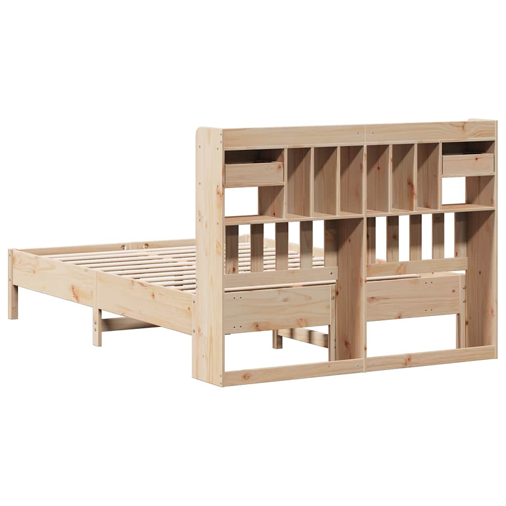 Krevet s regalom za knjige bez madraca 135x190 cm od borovine