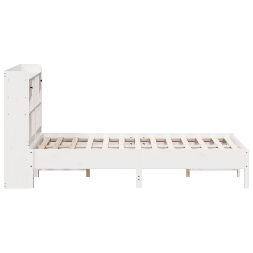 Krevet s regalom z knjige bez madraca bijeli 135x190cm borovina