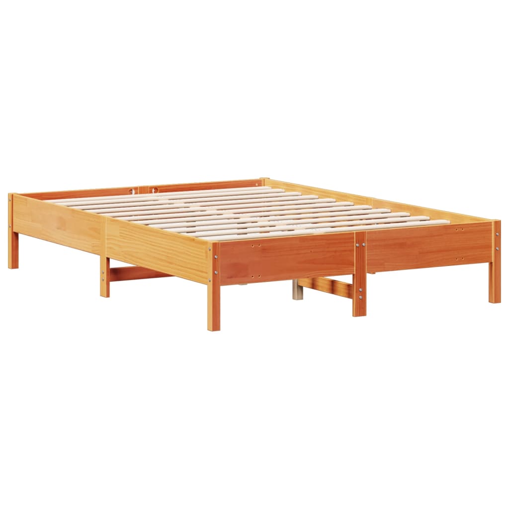 Krevet s regalom za knjige bez madraca 135 x 190 cm od borovine