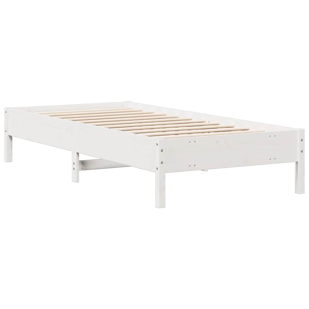 Krevet s regalom za knjige bez madraca bijeli 75x190cm borovina