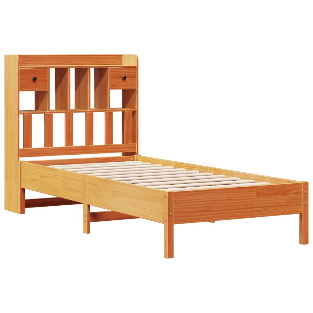 Krevet s regalom za knjige bez madraca 75 x 190 cm od borovine