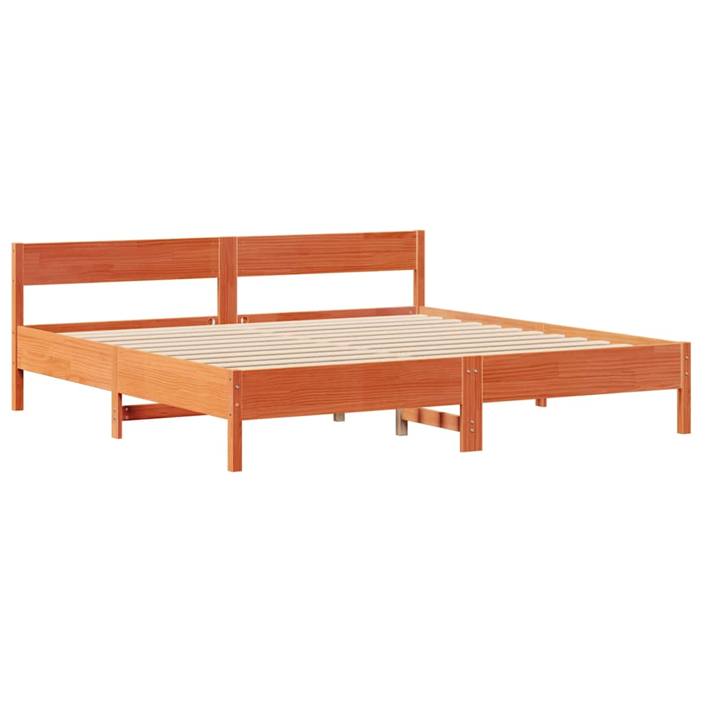 Krevet s regalom za knjige bez madraca 200x200 cm od borovine