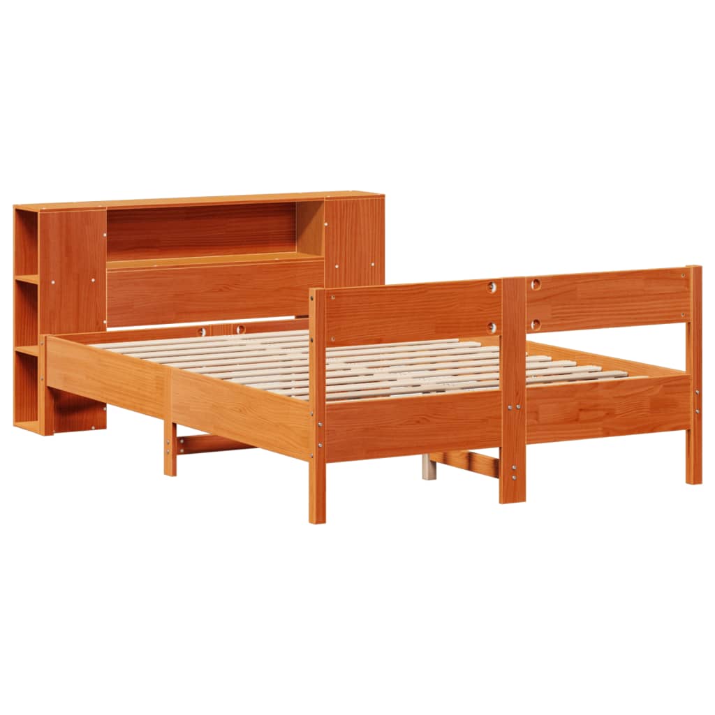 Krevet s regalom za knjige bez madraca 150x200 cm od borovine