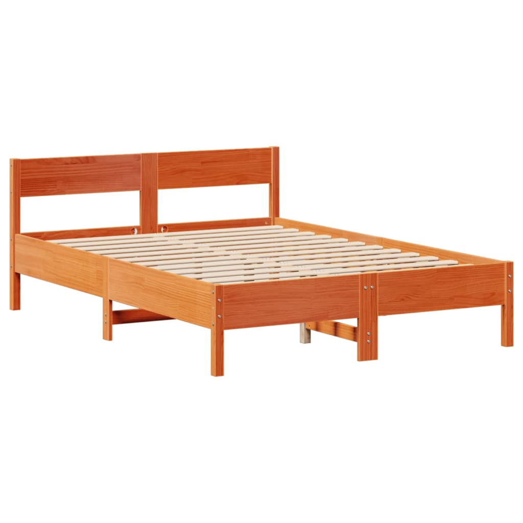 Krevet s regalom za knjige bez madraca 150x200 cm od borovine
