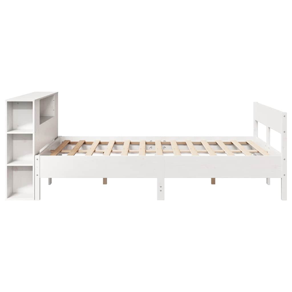 Krevet s regalom z knjige bez madraca bijeli 140x190cm borovina