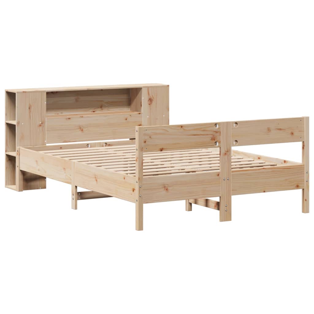 Krevet s regalom za knjige bez madraca 135x190 cm od borovine