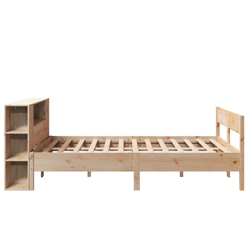 Krevet s regalom za knjige bez madraca 135x190 cm od borovine