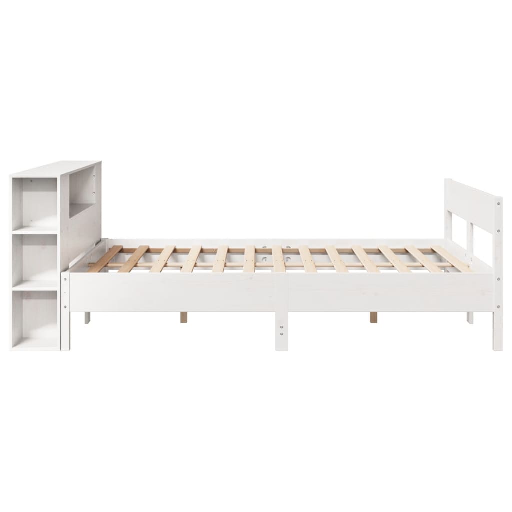 Krevet s regalom z knjige bez madraca bijeli 135x190cm borovina