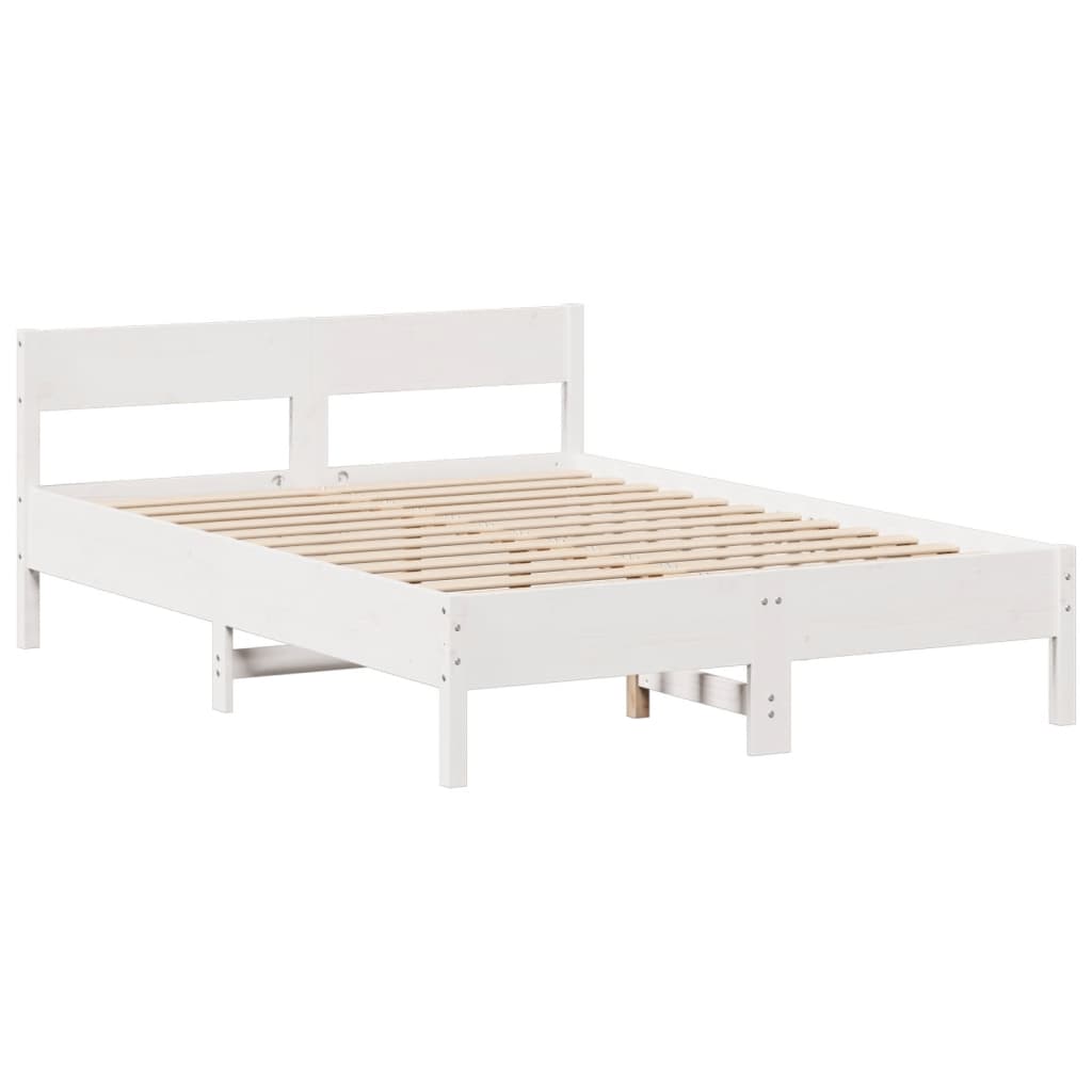 Krevet s regalom z knjige bez madraca bijeli 135x190cm borovina