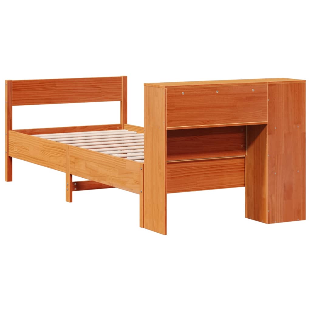 Krevet s regalom za knjige bez madraca 100 x 200 cm od borovine